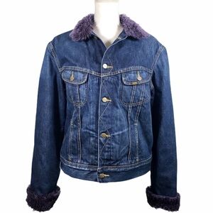VINTAGE Lee Denim Jacket with Purple Fur Lining